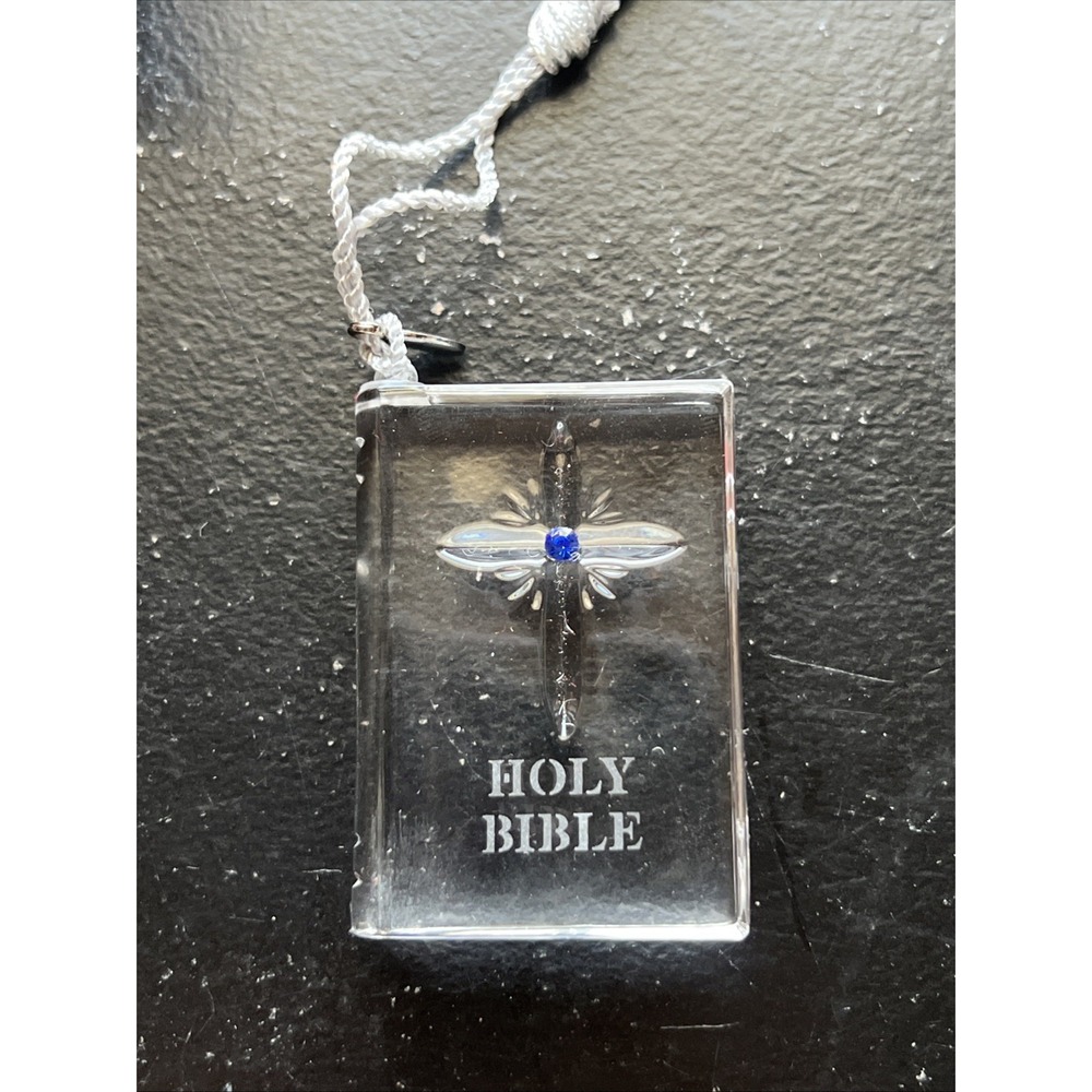 Vintage Lenox Pave Blue Jewels Holy Bible Full Lead Crystal Ornament Germany